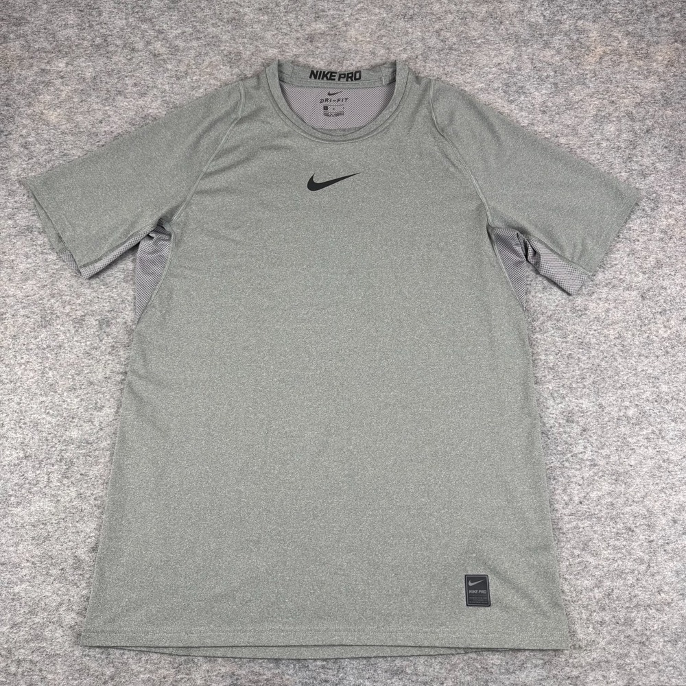 Nike Pro Dri Fit T-Shirt Polyester Stretch Gray Mens Large L